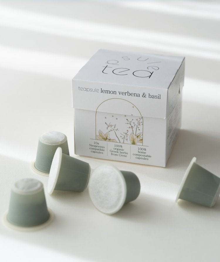 希臘有機草本茶膠囊 <br>Teapsule Organic Lemon<br> Verbena & Basil <br>檸檬馬鞭草及羅勒 - 10 capsules