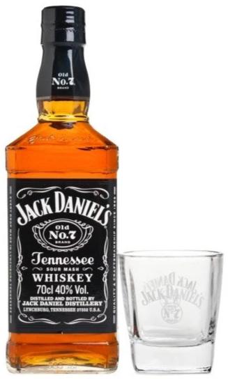 Jack Daniel's Black Label Old No.7 Tennessee Whiskey with Whiskey Glass