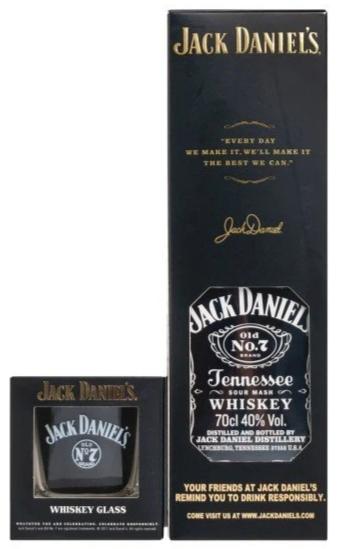 Jack Daniel's Black Label Old No.7 Tennessee Whiskey with Whiskey Glass
