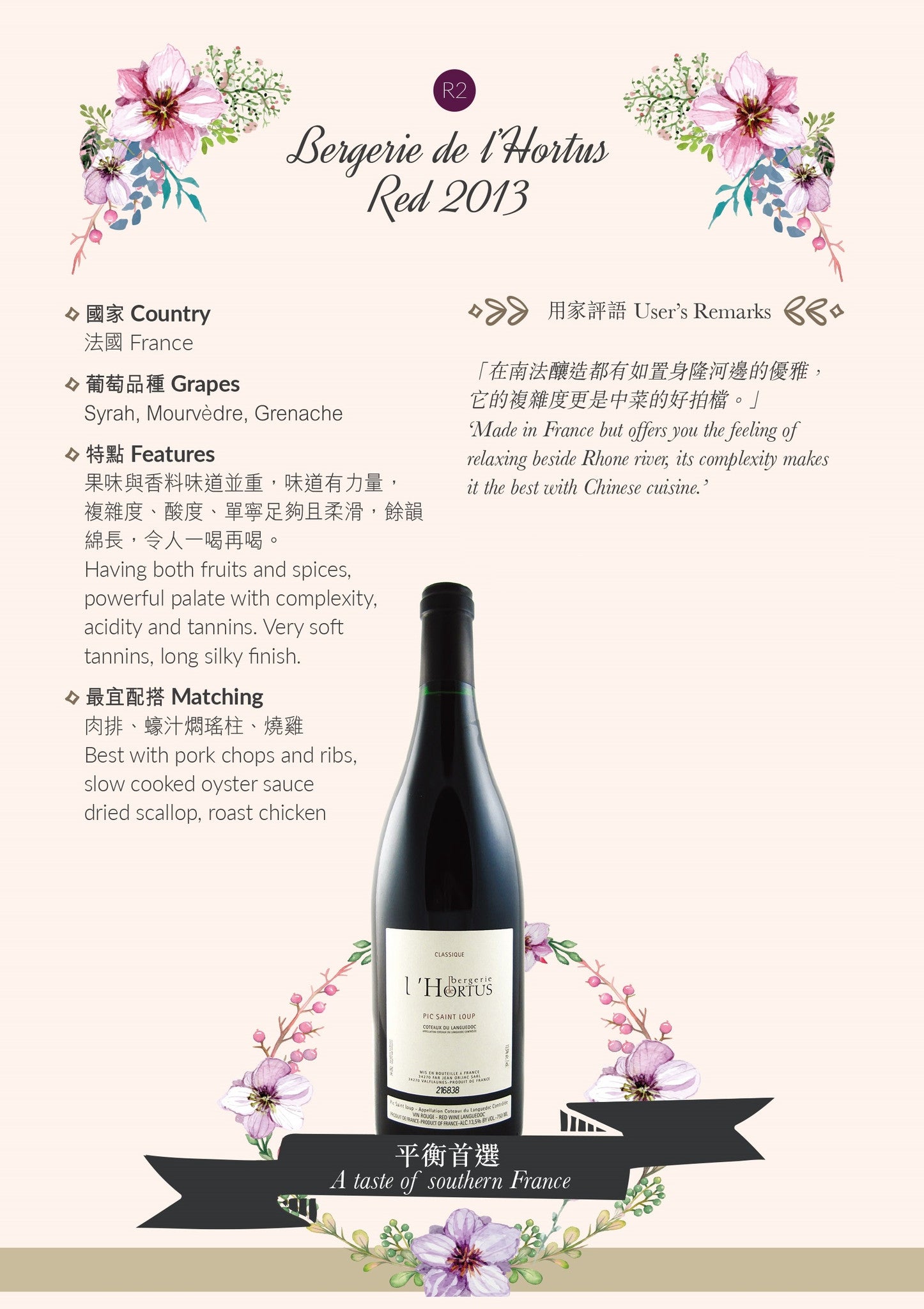 Bergerie de l'Hortus Red 2013 / 2016 / 2017