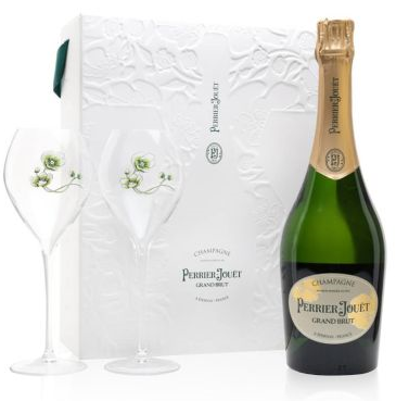 Champagne Perrier Jouet Grand Brut NV Gift set (w/2 Champagne flutes)
